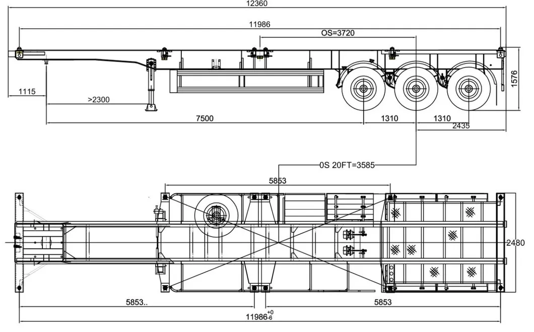Skeleton Semi-Trailer Side View