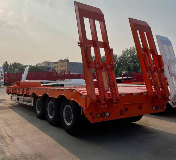 60-80ton Flatbed Trailer Truck Trailer Lowbed Semi Trailer Hydraulic Modular Trailer Lowboy 3/4/5axles Heavy Duty Dolly Semi Trailer