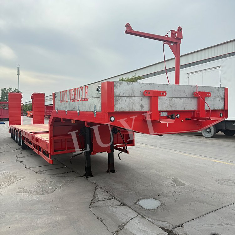 5 Axles 16 Meters Long Low Boy Flat Bed 60 Ton Trailer Lowboy Low Bed Loader Truck Trailer Extendable Detachable Gooseneck Low Bed Tractor Semi Trailer