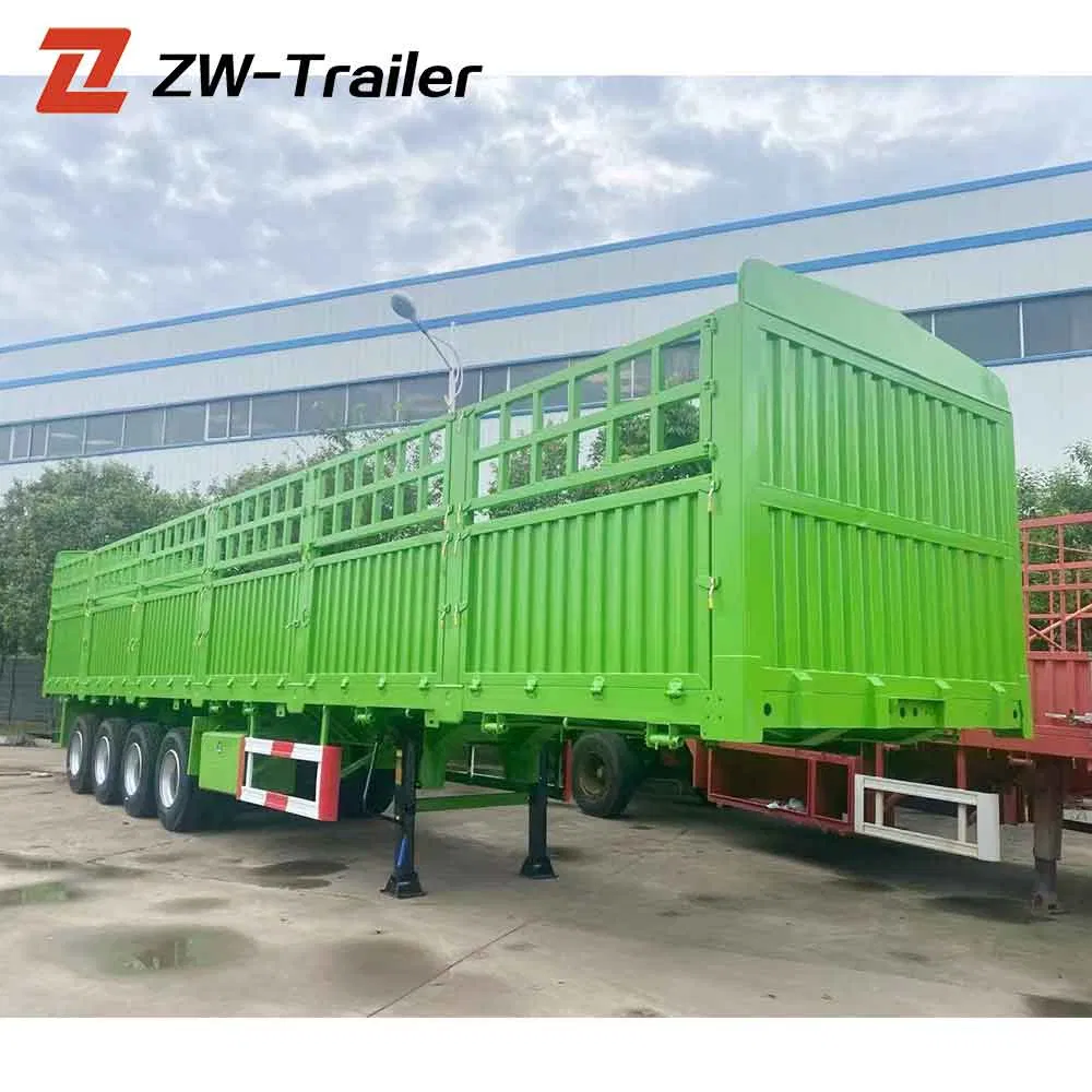 3 4 Axle 30 50 60ton Livestock Stake Heavy Duty Bulk Transport Semi Truck Fence Cargo Semi Trailer