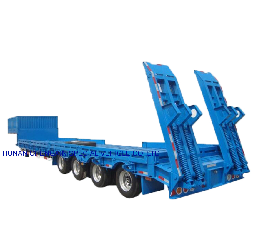 Double Drop Lowboy Low Bed Transport Large Machine Semi Trailer for Sale