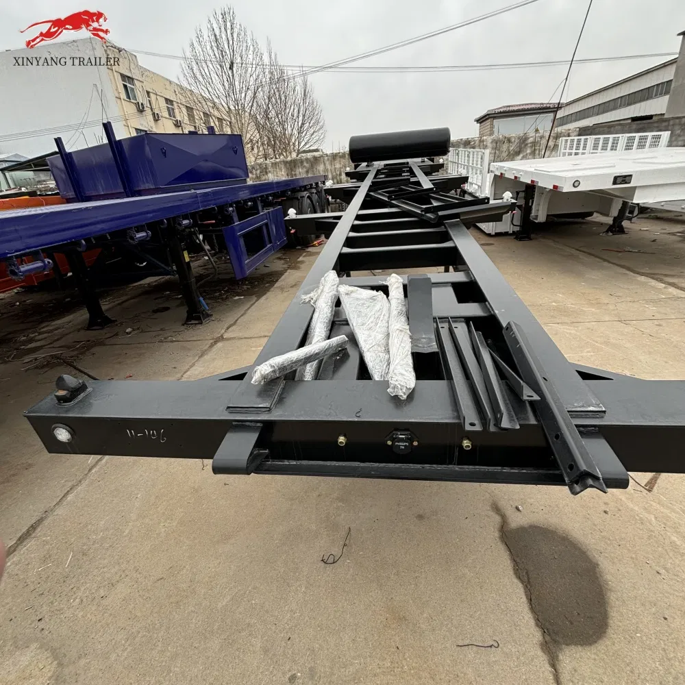High Quality 3 Axle, 60 Ton Black Skeleton Semi Trailer.