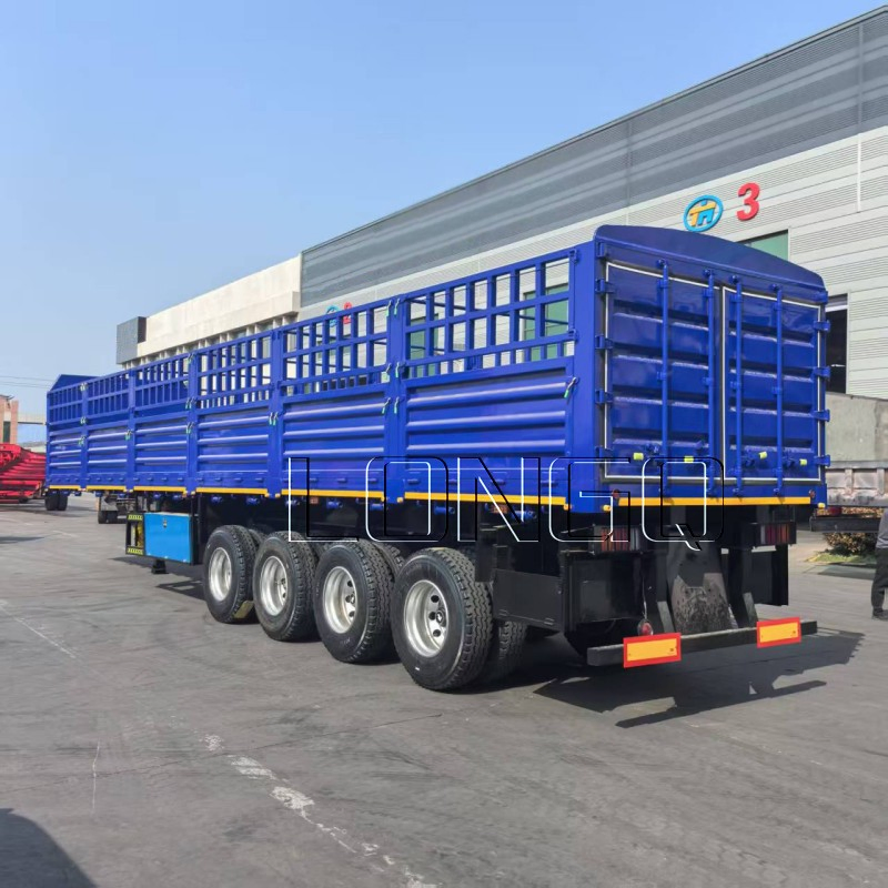 3/4 Axle 40-100tons Heavy Duty Flatbed Livestock Trailer Side Wall Semi Trailer Bulk Cargo Transport Stake Fence Truck Trailer