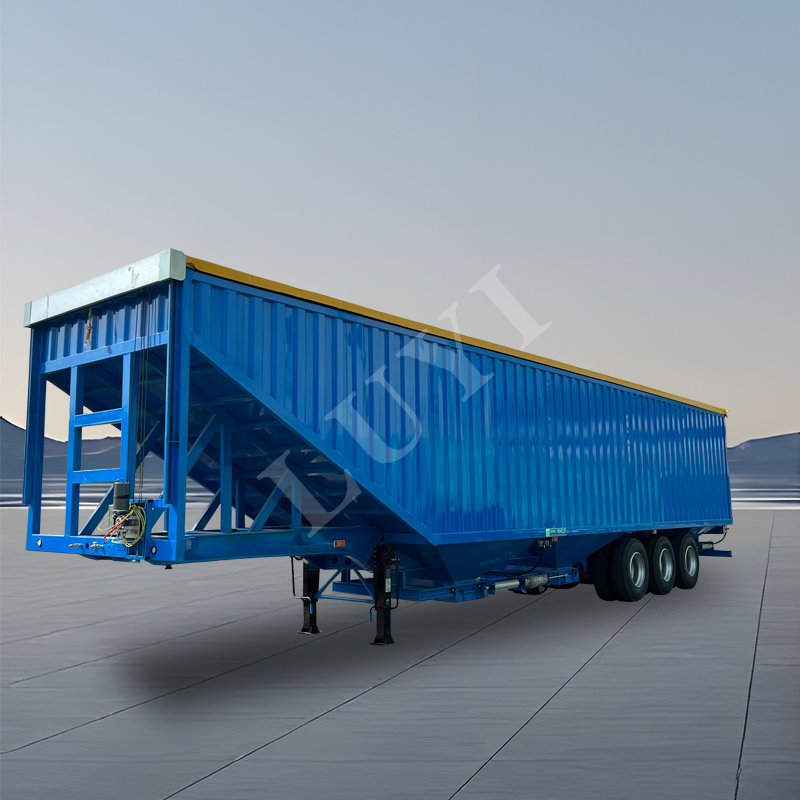 Grain Transport Special Semi-Trailer U-Shaped Car, 30-60 Tons, Custom Shaft 3 Axles Cargo Grain Beet Transport Bottom Unloading Van Trailer Box Semi Trailer
