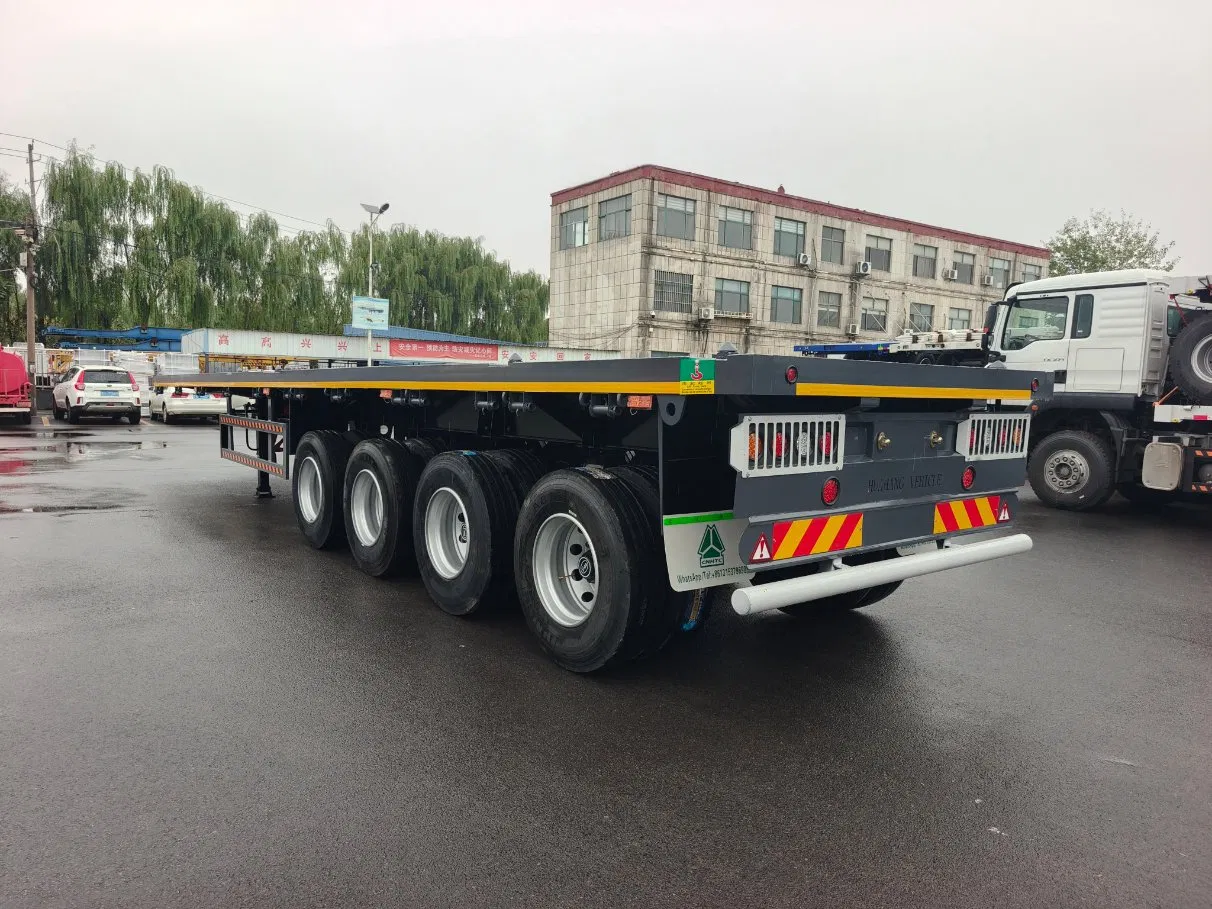China 3/4 Axle 40FT Container Semi Trailer Chassis Car Trailers Flat Bed Container Flatbed Semi Trailer with Hot Sale