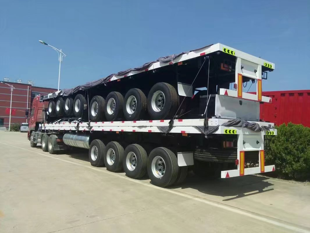 Flatbed Trailer 3/4 Axle 30-80 Tonscustom Large Cargo Transport Lowbed Semi-Trailer