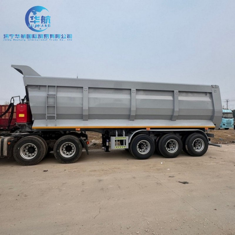 3/4 Axles 80 Ton Container Van Type Agricultural Grain Side Tipper Dump Semi Trailer