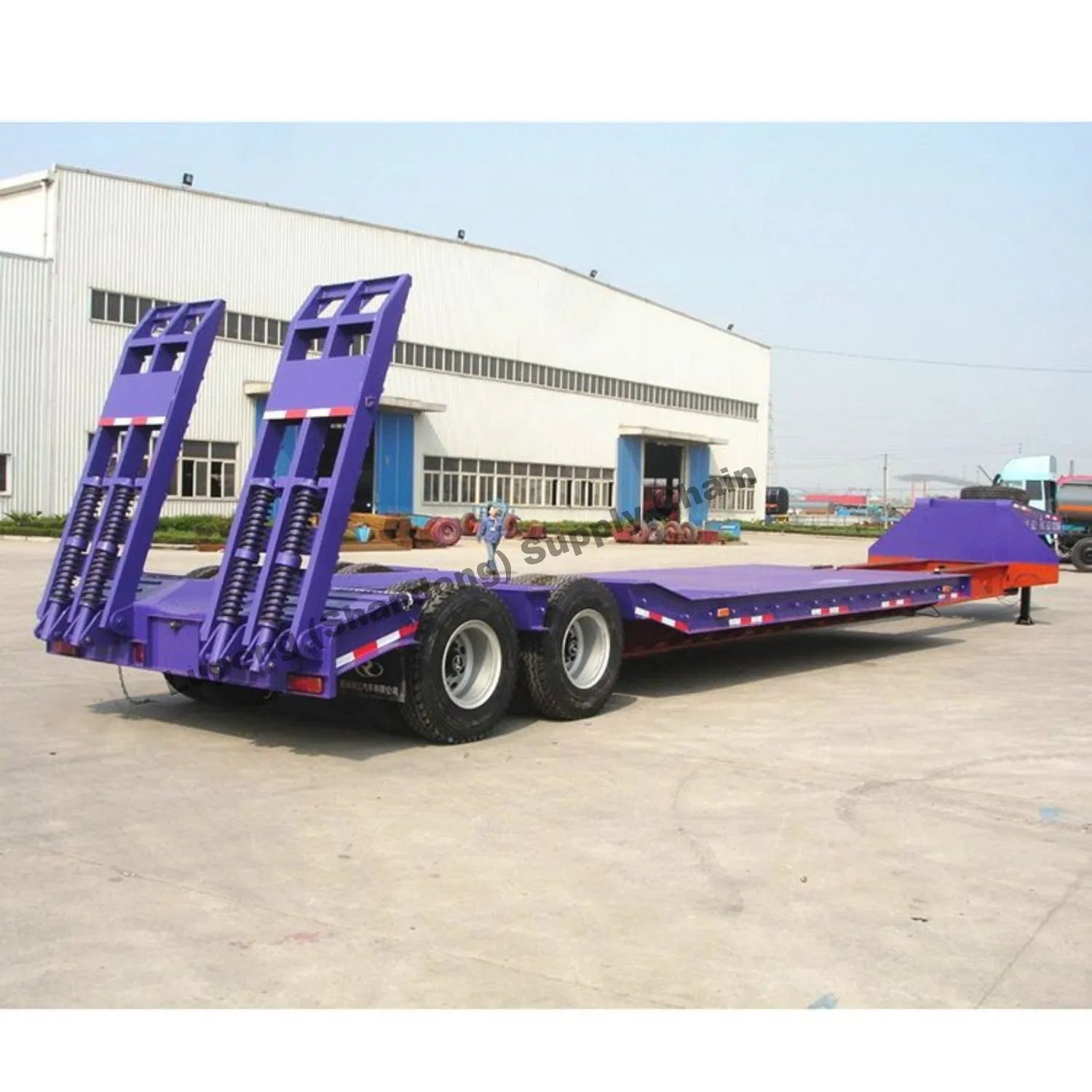 70 Ton 40FT 40 Ton Loader Extendable 50 Tons Hydraulic 3 Axle Lowbed Truck Lowboy Low Bed Semi Trailer for Sale