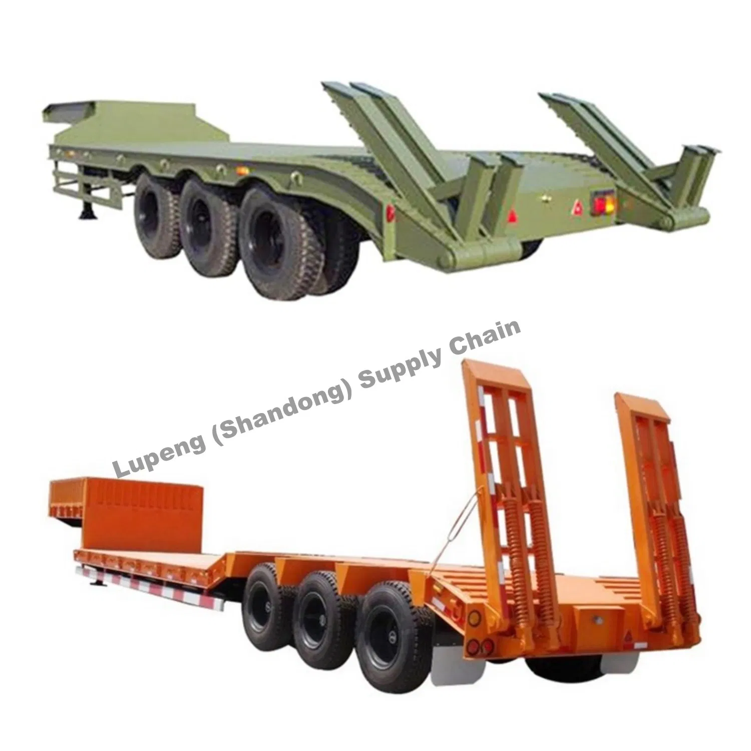 70 Ton 40FT 40 Ton Loader Extendable 50 Tons Hydraulic 3 Axle Lowbed Truck Lowboy Low Bed Semi Trailer for Sale