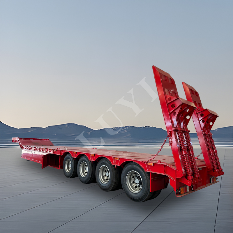 Luyi 60-80ton Flatbed Trailer Truck Trailer Lowbed Semi Trailer Hydraulic Modular Trailer Lowboy Semi Trailer 3/4/5axles Heavy Duty Dolly Semi Trailer