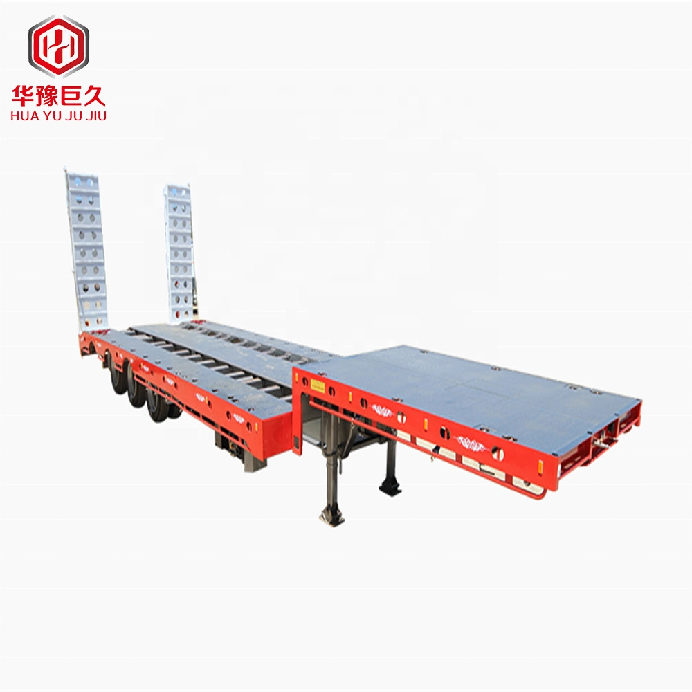 3 Axles Gooseneck Drop Deck Semi Trailer with Extendable Ladder