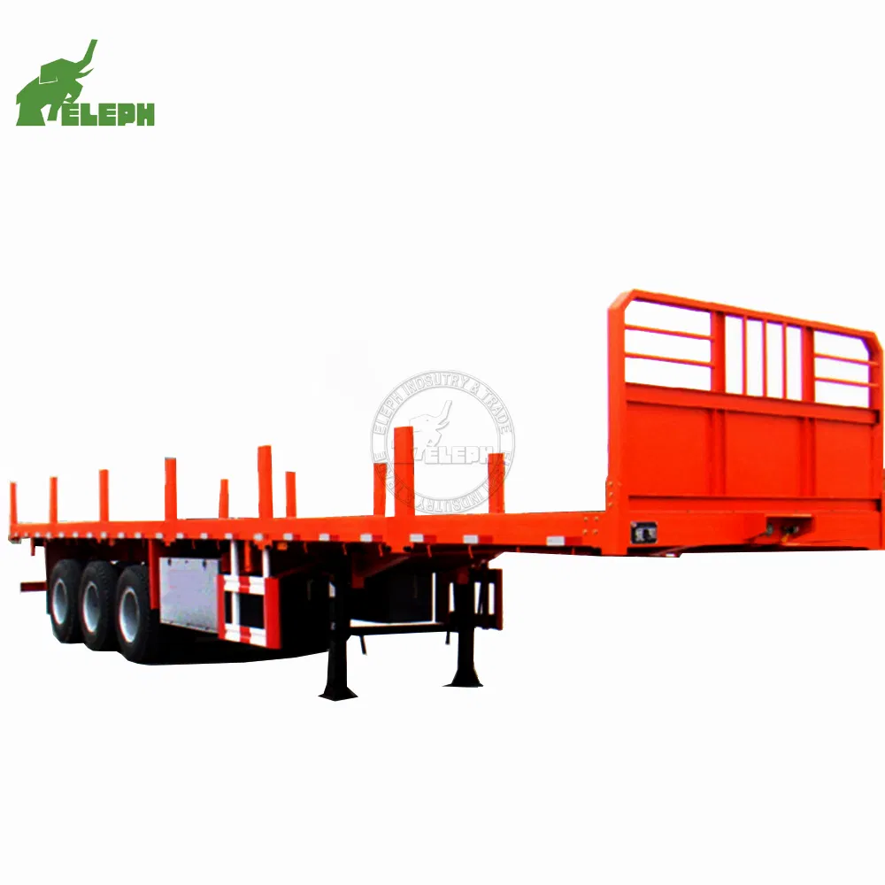 Trailer Flatbed Eleph 3 Axles Side Stake Timber Trailer Log Carrier Semi Trailers 20FT 40FT Container Flatbed Semi Trailer