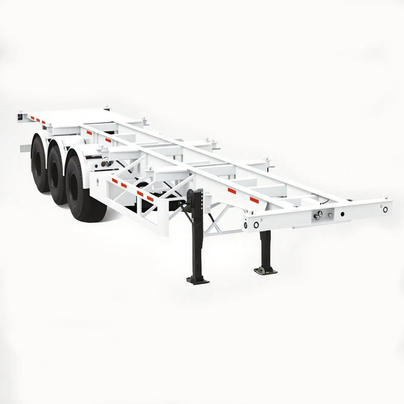 High-Performance 3 Axle Container Chassis with 40FT Length and Double Drop Frame Skeleton Semi Trailer for Low-Center Container Transport