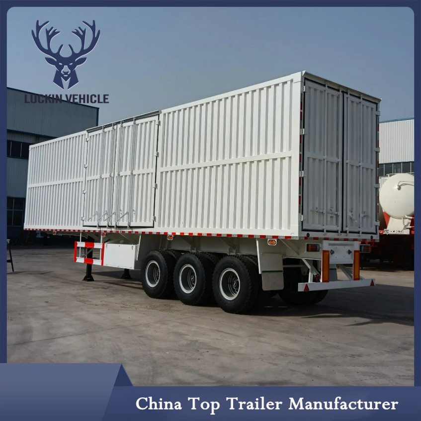 China Low Price Side Curtain Trailer Best Selling 3 Axle Enclosed Cargo Dry Box Van Semi Trailer 12m Long 12 Wheels Cargo Transportation