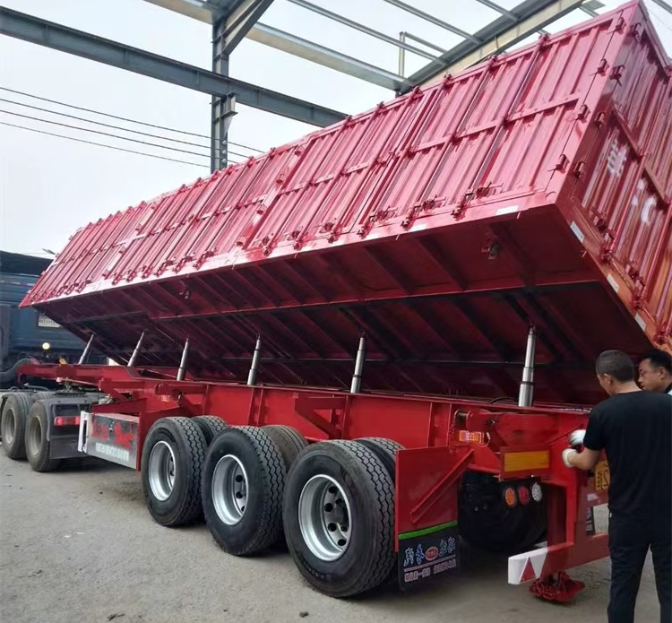 4 Axles BPW/Saf Axle 80 Ton Hydraulic 10 Meter Dumper Semi Truck Transport Grain Sand Stone Cargo Side Dump Trailer