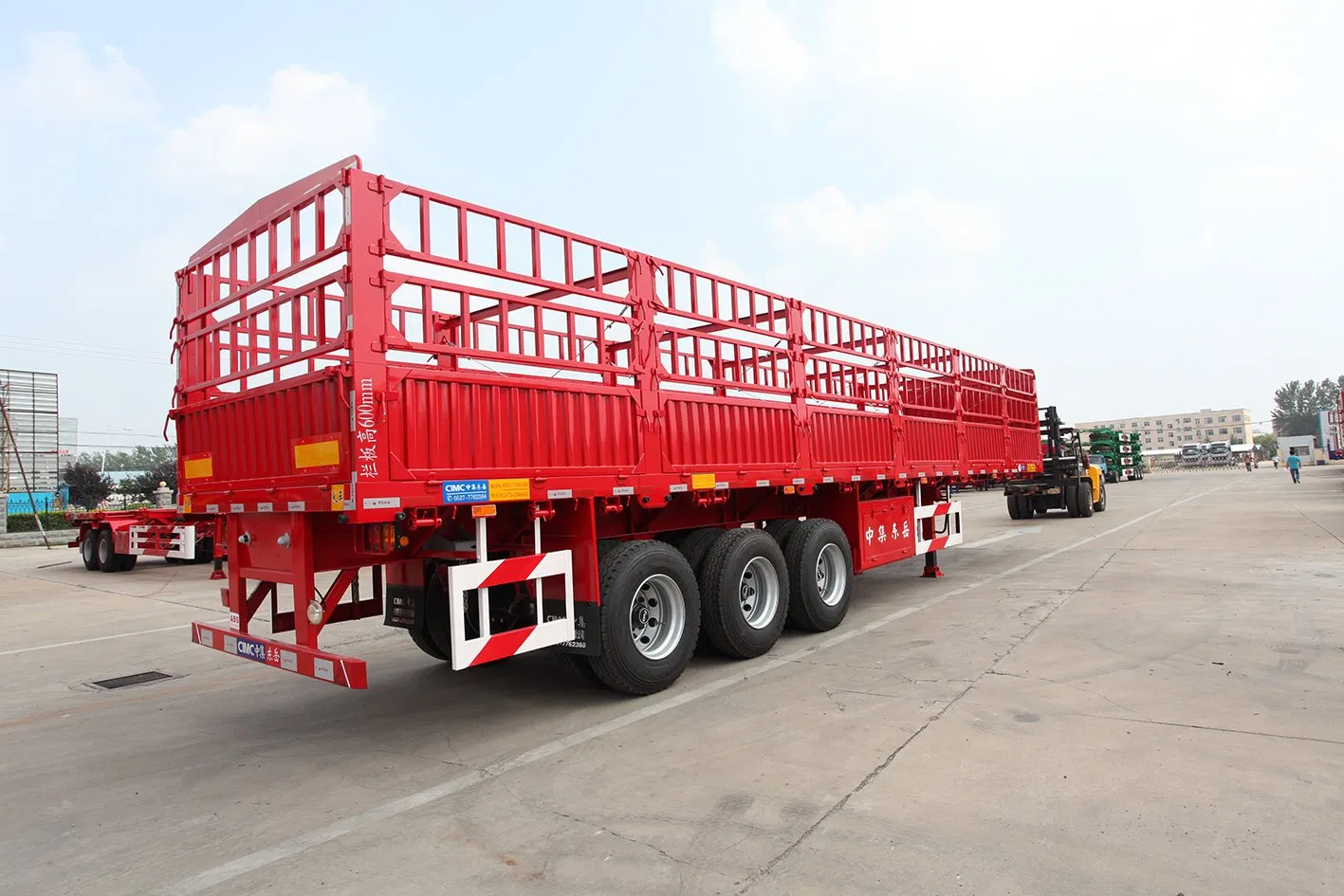 Vehicle Master 50 Ton 3 Axle Fence/Stake Truck Full Cargo Drop Side Wall Semi Trailer for Sales