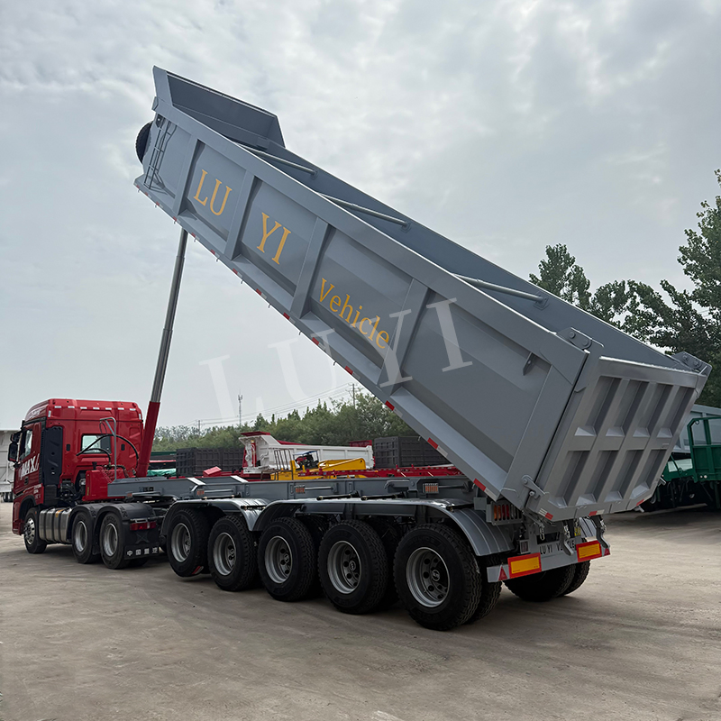 Factory Direct Sale Luyi Vehicle Semi-Trailer Bulk Packaging Shipping Hydraulic Dump Tipper Trailer