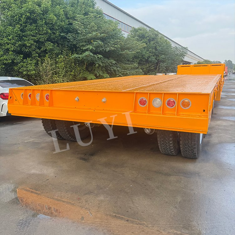 4 Axle 100t Low Bed Truck Trailer for Transporting Large Equipment Machinery Hydraulic Folding Heavy Duty Low Bed Semi Trailer