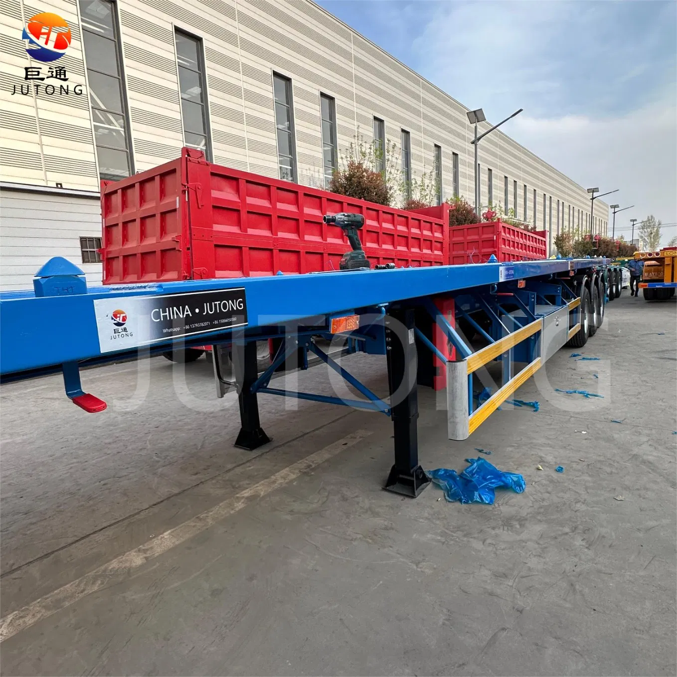 High Load Capacity 3 Axle 40FT Flat Bed Chassis 40 Ton 60 Ton Flatbed Container Semi-Trailer