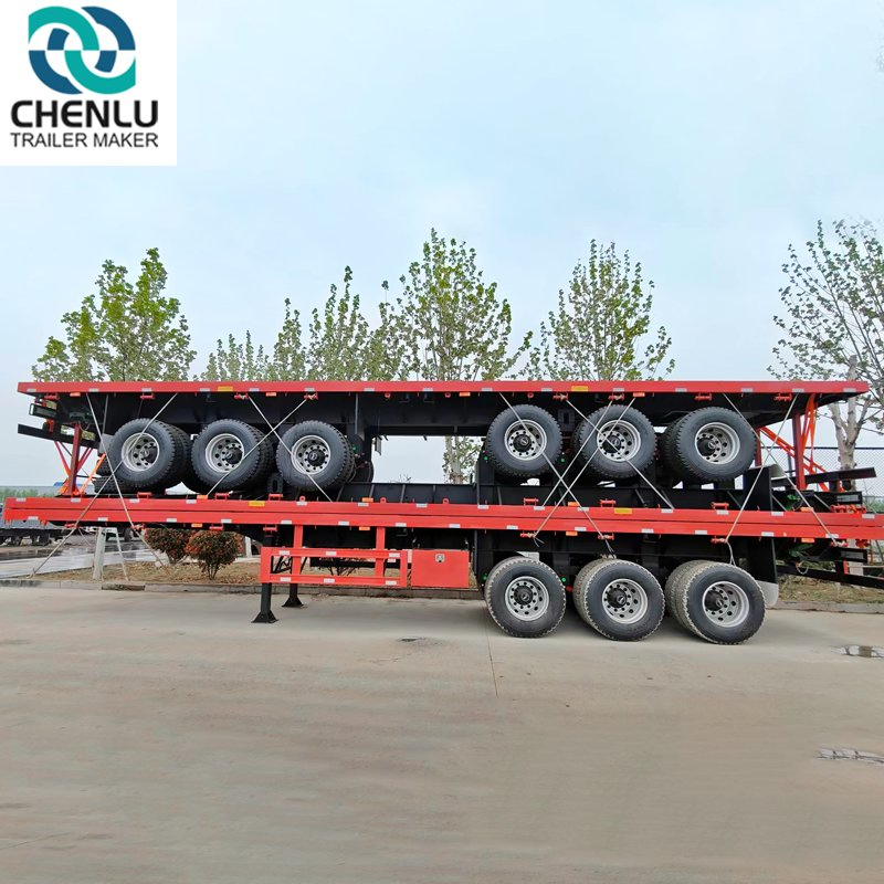 Three Axle Open Faltbed Container Semi Trailer/Industrial/Car Carrier /Bed Trailer