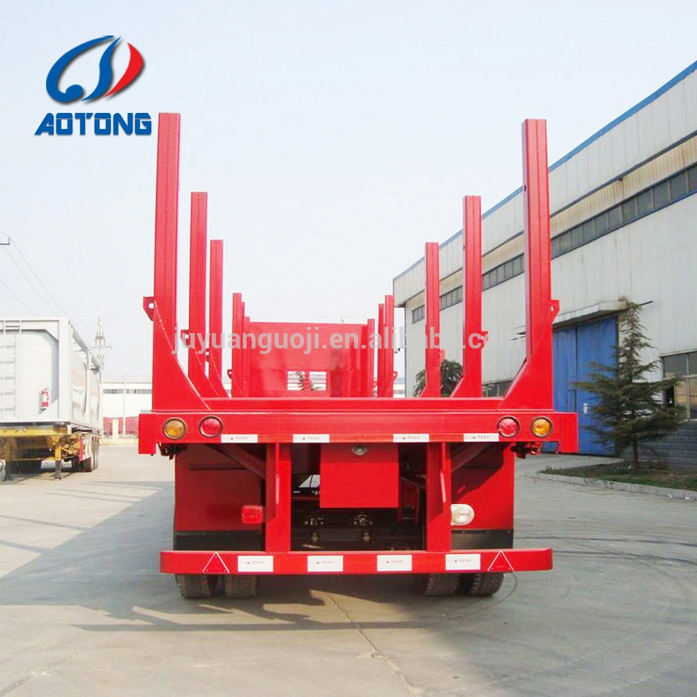 Timber Logging Transport Platform Logtruck with Side Posts Pipes Semi Trailer