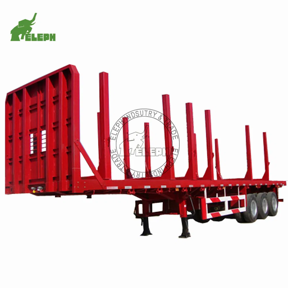 Trailer Flatbed Eleph 3 Axles Side Stake Timber Trailer Log Carrier Semi Trailers 20FT 40FT Container Flatbed Semi Trailer