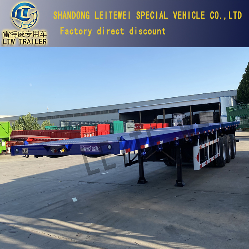 3/4axles 60 Tons 20/40 FT Container Shipping Flat Deck High Bed Platform Flatbed Truck Trailer Semi Trailer