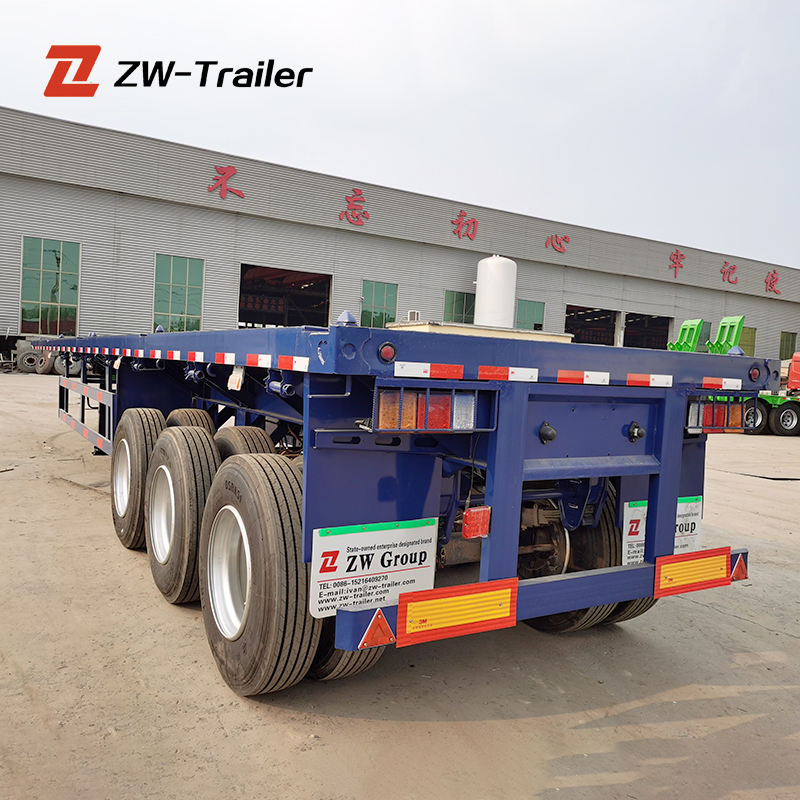 Zw Group Cimc 3 Axle 40 Foot Flatbed Semi Trailer Wholesale Price 3 Axle Flatbed Trailer with Front Wall 40 Foot Flat Bed Trailer