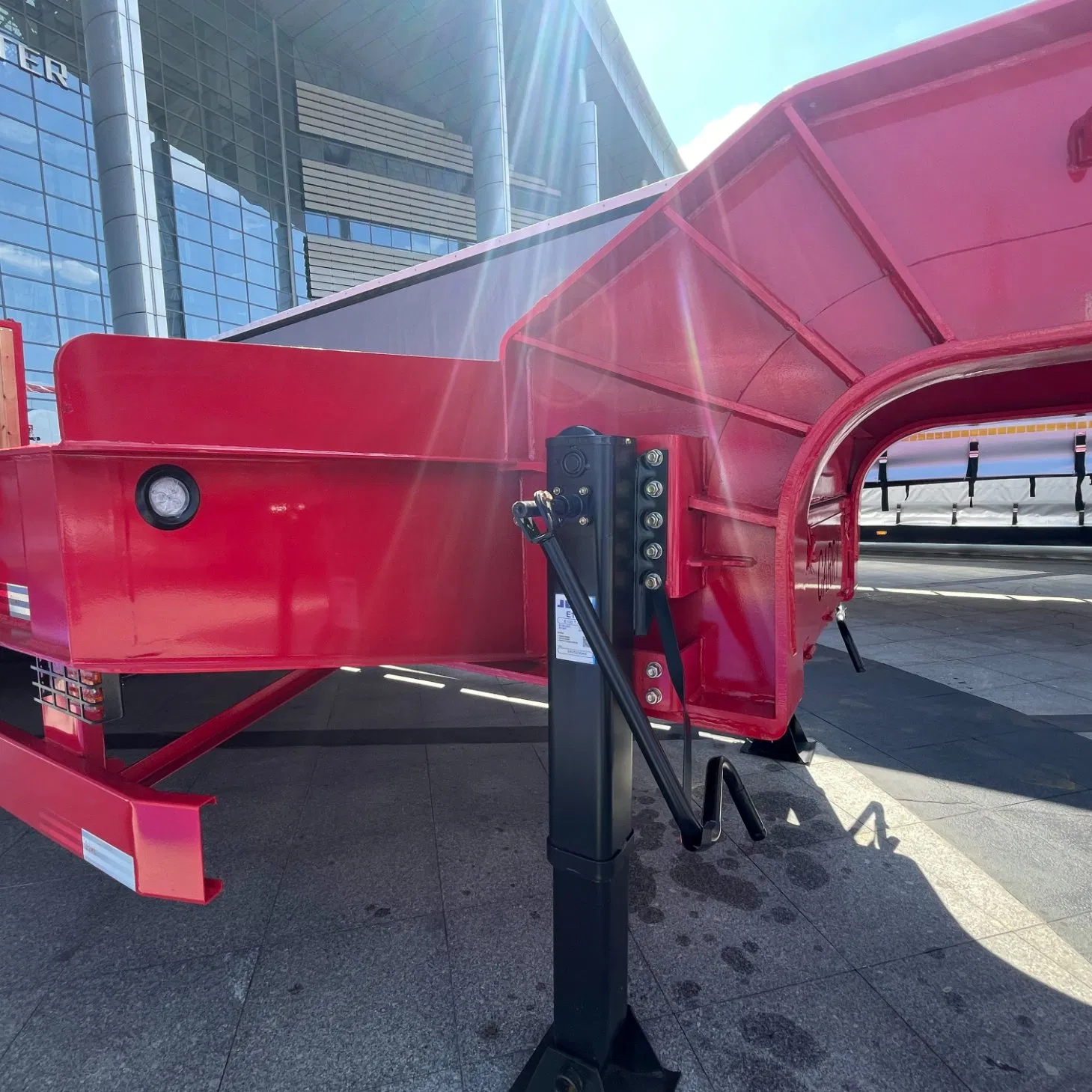 3/45axle 60/100ton Hydraulic Extendable Gooseneck Drop Deck Flat Low Bed Loader Platform Lowbed Semi Trailer Lowboy