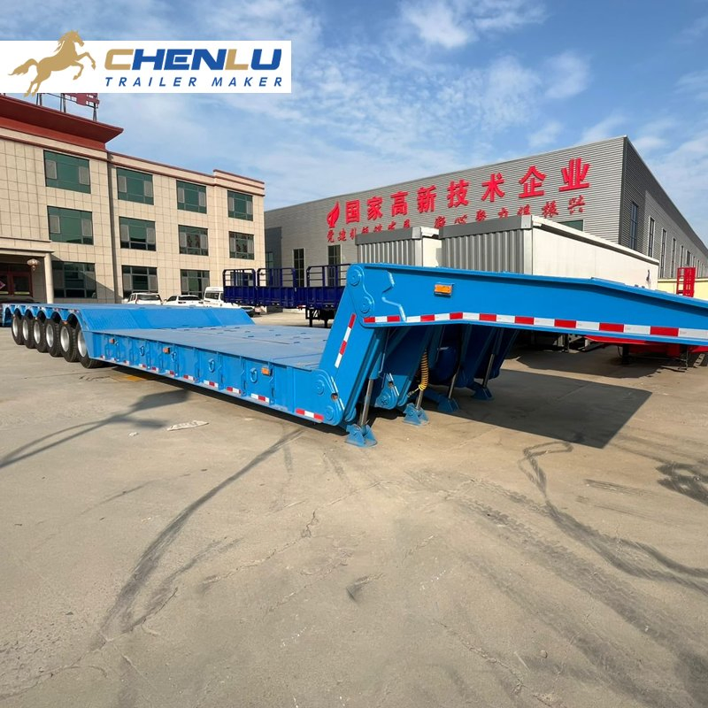 4-Axle, 5-Axle, 6-Axle Hydraulic Low-Bed Semi-Trailers 80-Ton, 100-Ton, 120-Ton, 150-Ton Low-Bed Semi-Trailers Folding Gooseneck Excavator Trailers for Sale