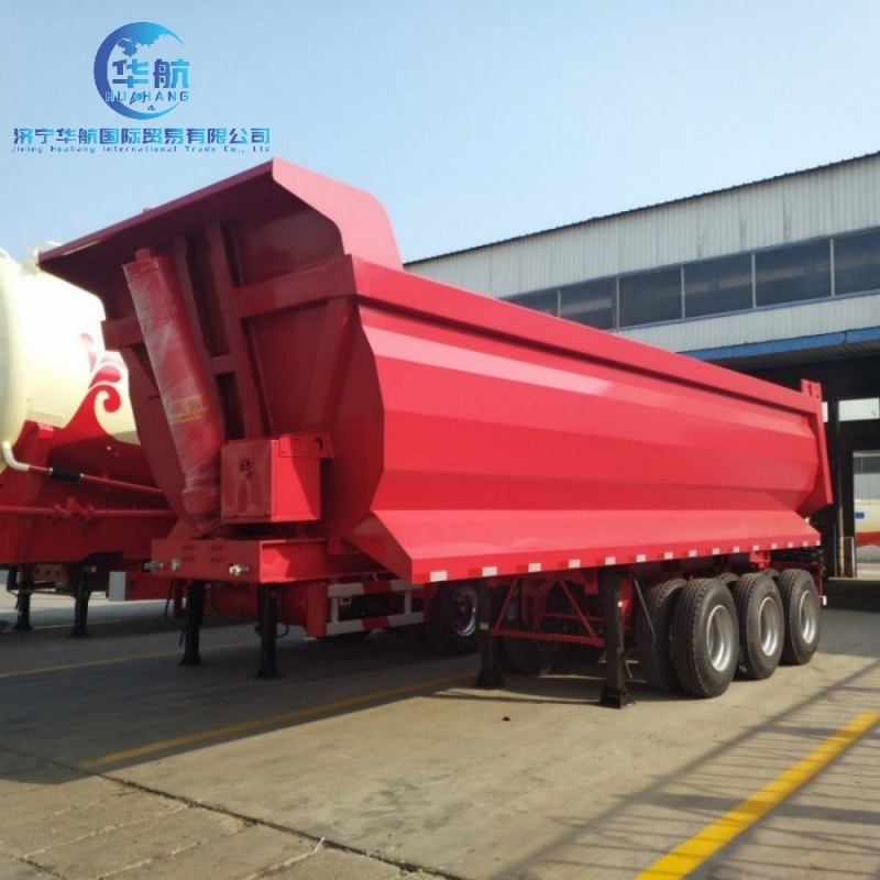 3/4 Axles 80 Ton Container Van Type Agricultural Grain Side Tipper Dump Semi Trailer