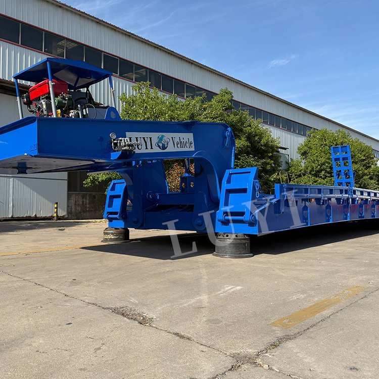Luyi Multi Axle Removable Detachable Gooseneck Front Load Lowbed Lowboy 100 Ton Low Bed Semi Trailer