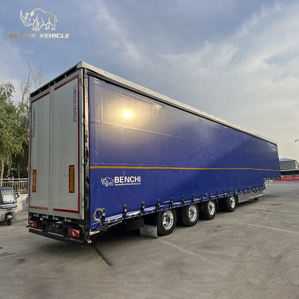 Ottc Certification Tri 3 Axle Van Box Type Truck Semi Trailer Cargo Side Curtain Semi Trailer for Sale