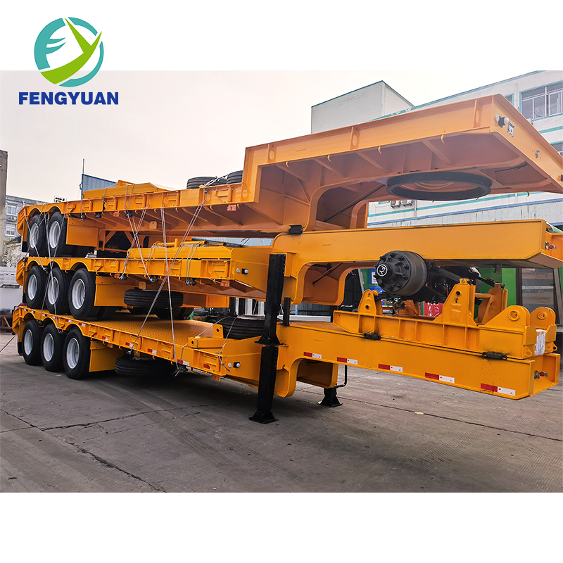3 Axle 80 Tons Extendable Hydraulic Lowbed Semi Trailer Telescopic Truck