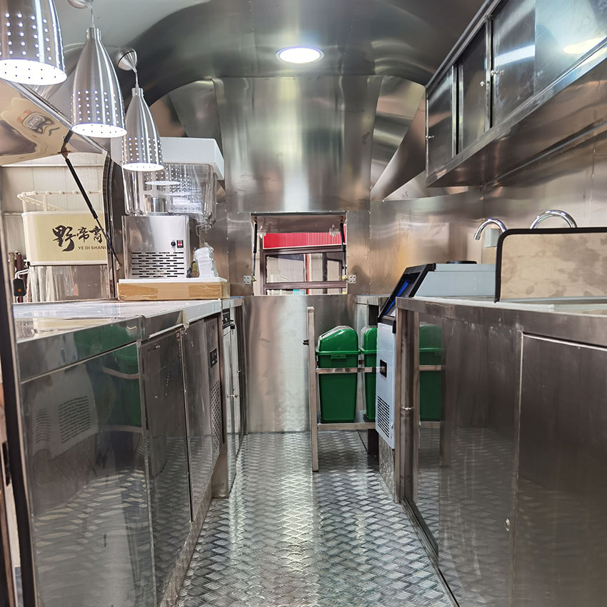 Stainless Steel Mobile Fully Equipped Hot Dog Ice Cream Cart Food Trailer with Full Kitchen