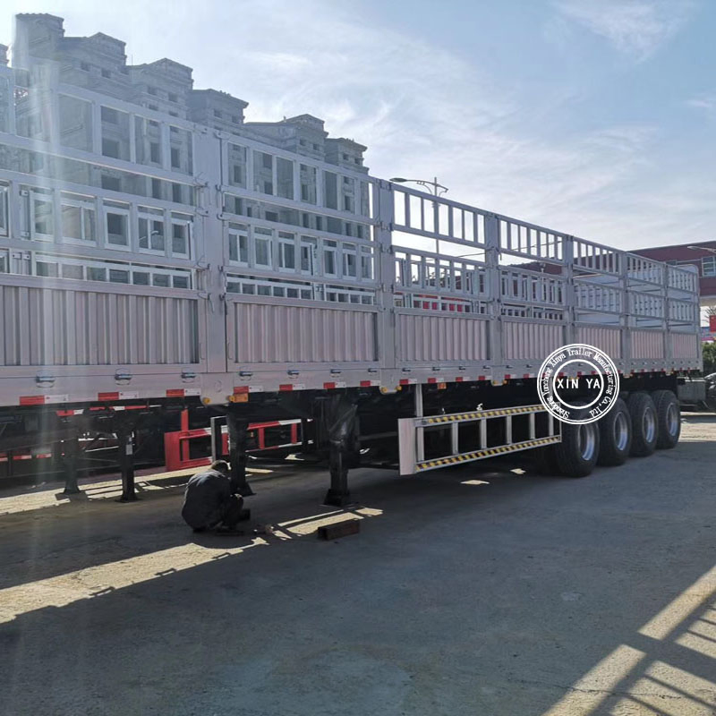 3 Axles 50ton Fence Semi Trailer Side Wall Dump Truck Semi Trailer Transport Semi Truck Traile Boxr Trailer High Enclosed Side Wall Cargo Trailer with Stake
