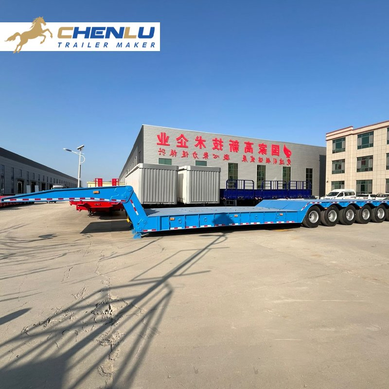 4-Axle, 5-Axle, 6-Axle Hydraulic Low-Bed Semi-Trailers 80-Ton, 100-Ton, 120-Ton, 150-Ton Low-Bed Semi-Trailers Folding Gooseneck Excavator Trailers for Sale