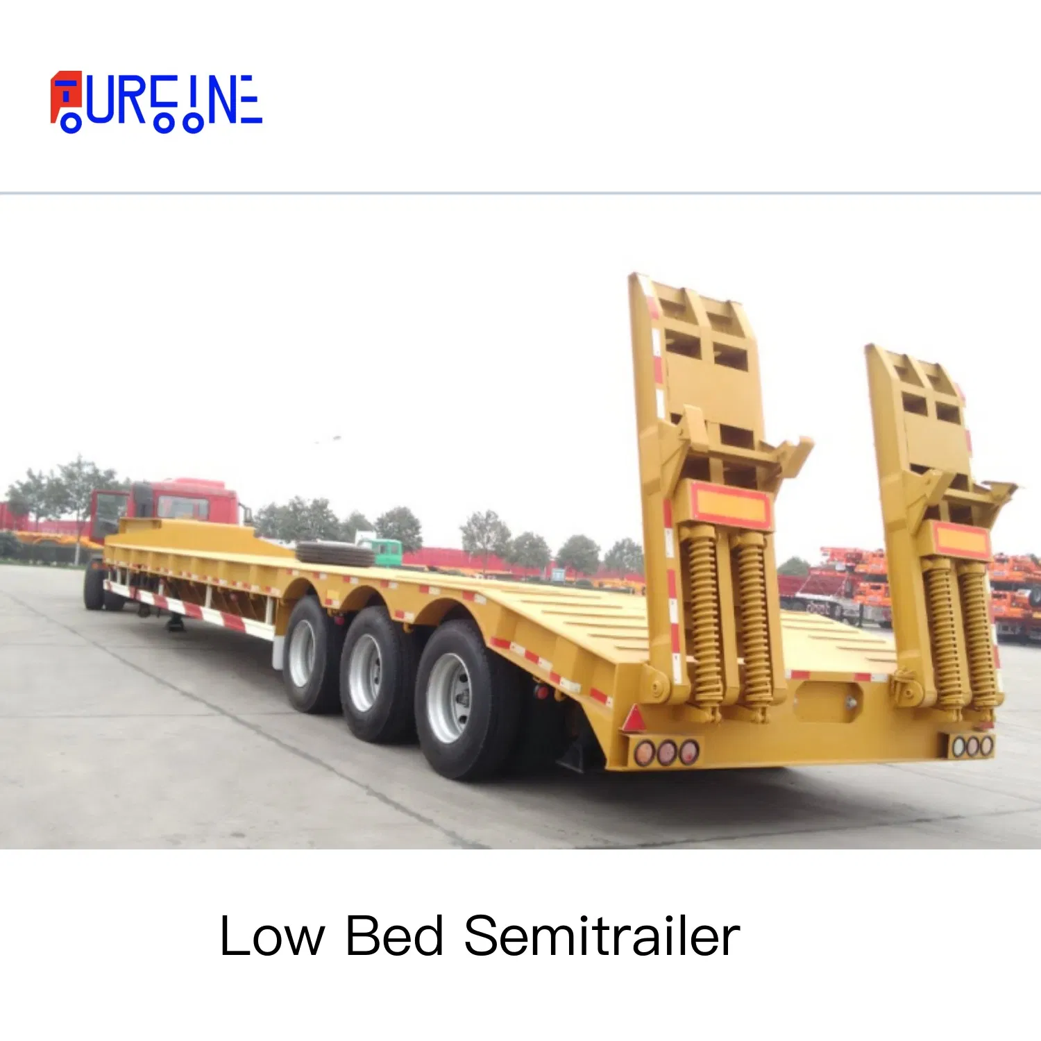 Africa Tanzania 3 Axle Loading Machinery Truck Trailer Low Bed Semi Trailer