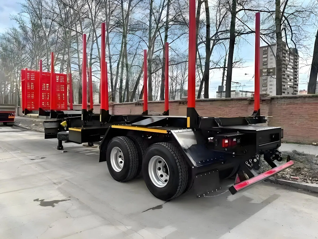 Transporting Log Wood Timber Steel Logging Semi Trailer