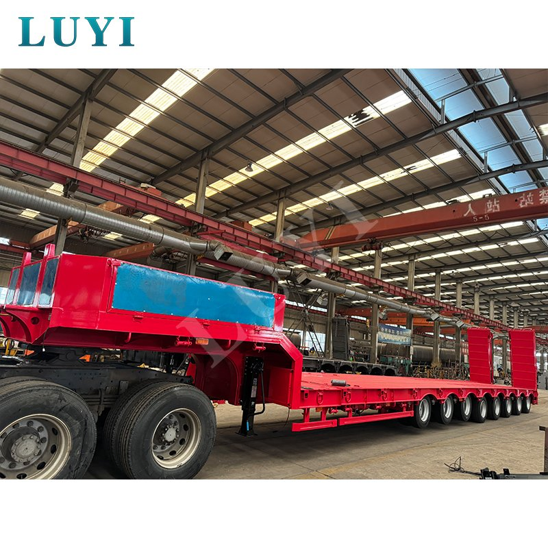 High Quality Heavy Duty 8 Axle Lowboy Semi-Trailer Lowbed Semi Trailer Transport Heavy Machine Low Bed Semi Trailer with Hydraulic Ladder