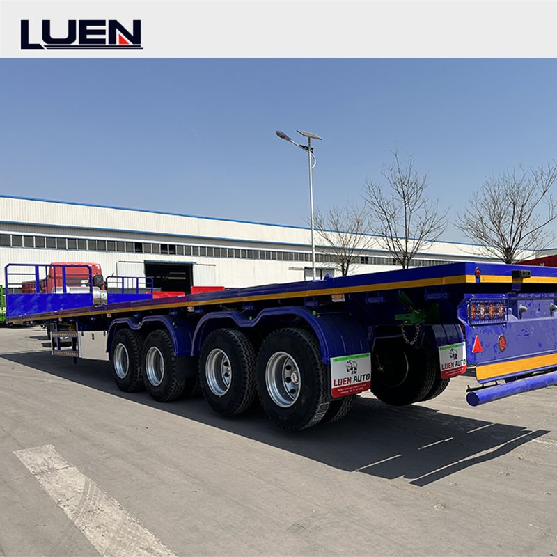 China Heavy Duty Used 2 8wheel 3 4 Axle Utility Lock Transportation Cargo 20/40/45FT Flat Bed Flatbed Shipping Container Chassis Semi Truck Box Trailer for Sale