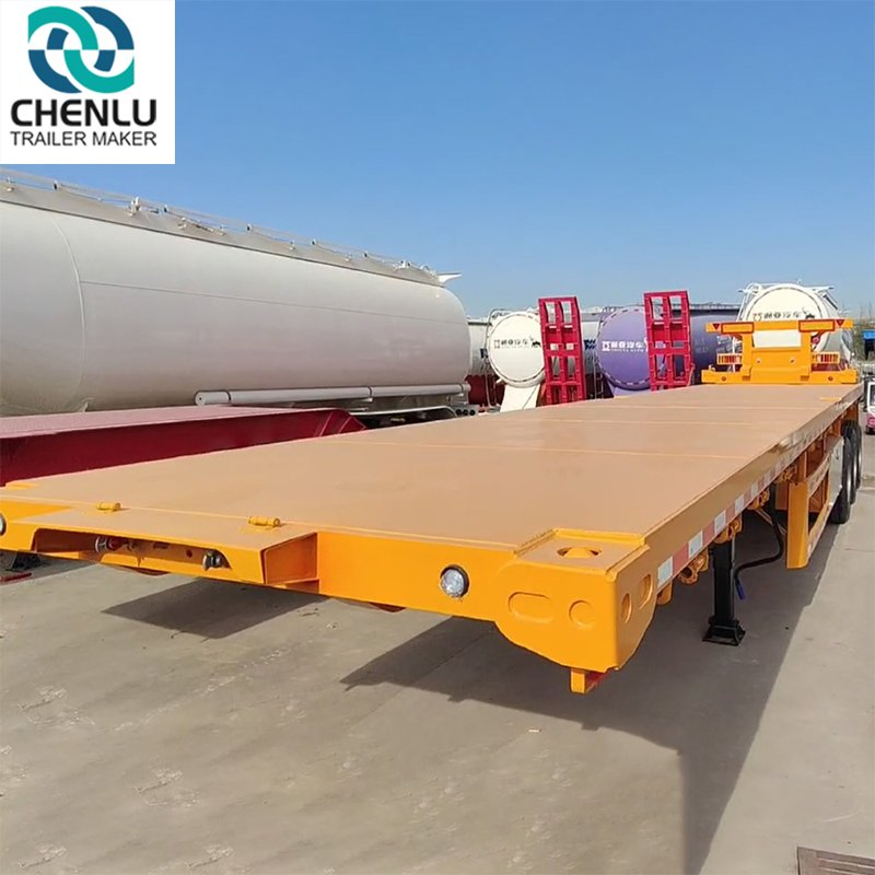Three Axle Open Faltbed Container Semi Trailer/Industrial/Car Carrier /Bed Trailer
