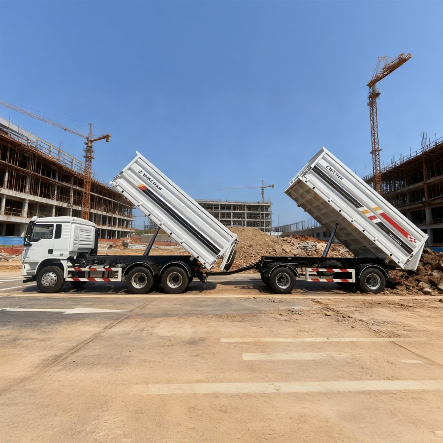 Heavy-Duty Dump Truck with 3-Way Tipping Grain Full Trailer Road Train