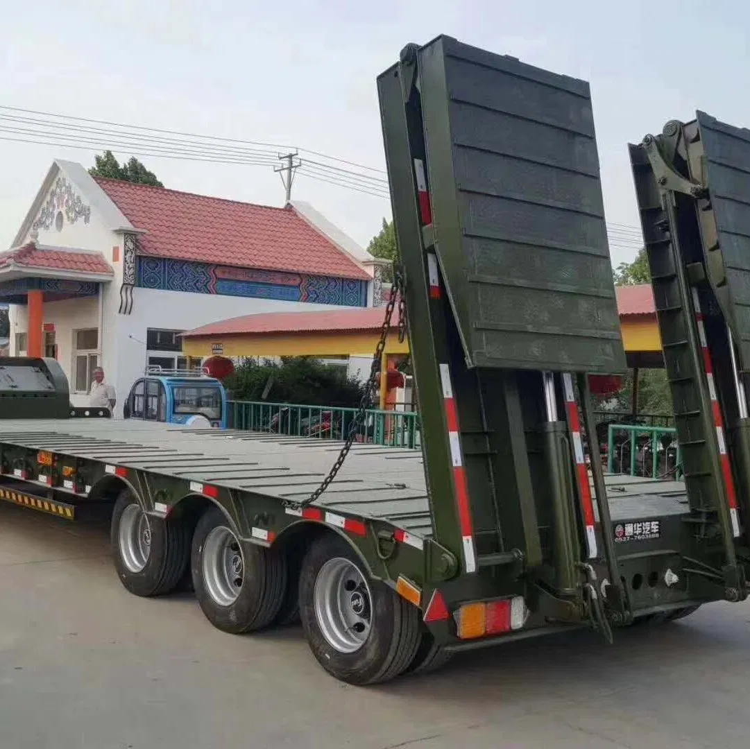 Hot Sale 3 Axle 40 75 Ton Tri Axle Double Drop Deck Lowbed Loader Semi Trailer Low-Loader for Sale
