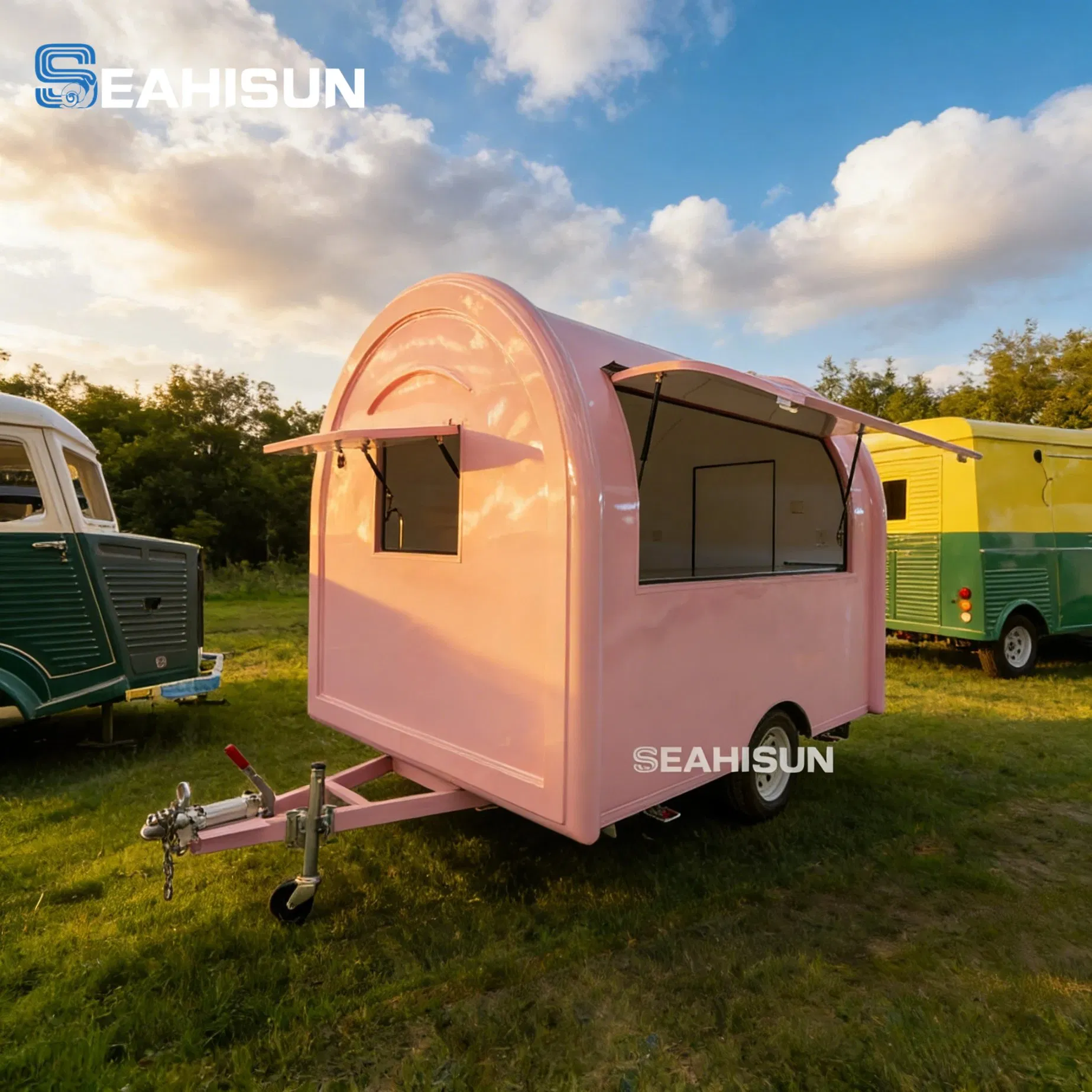 Pizza Outdoor Mobile Bar Concession Food Catering BBQ Ice Cream Coffee Roundness Ice Cream Push Cart Snack Kiosk Food Truck Fast Food Trailer with Full Kitchen