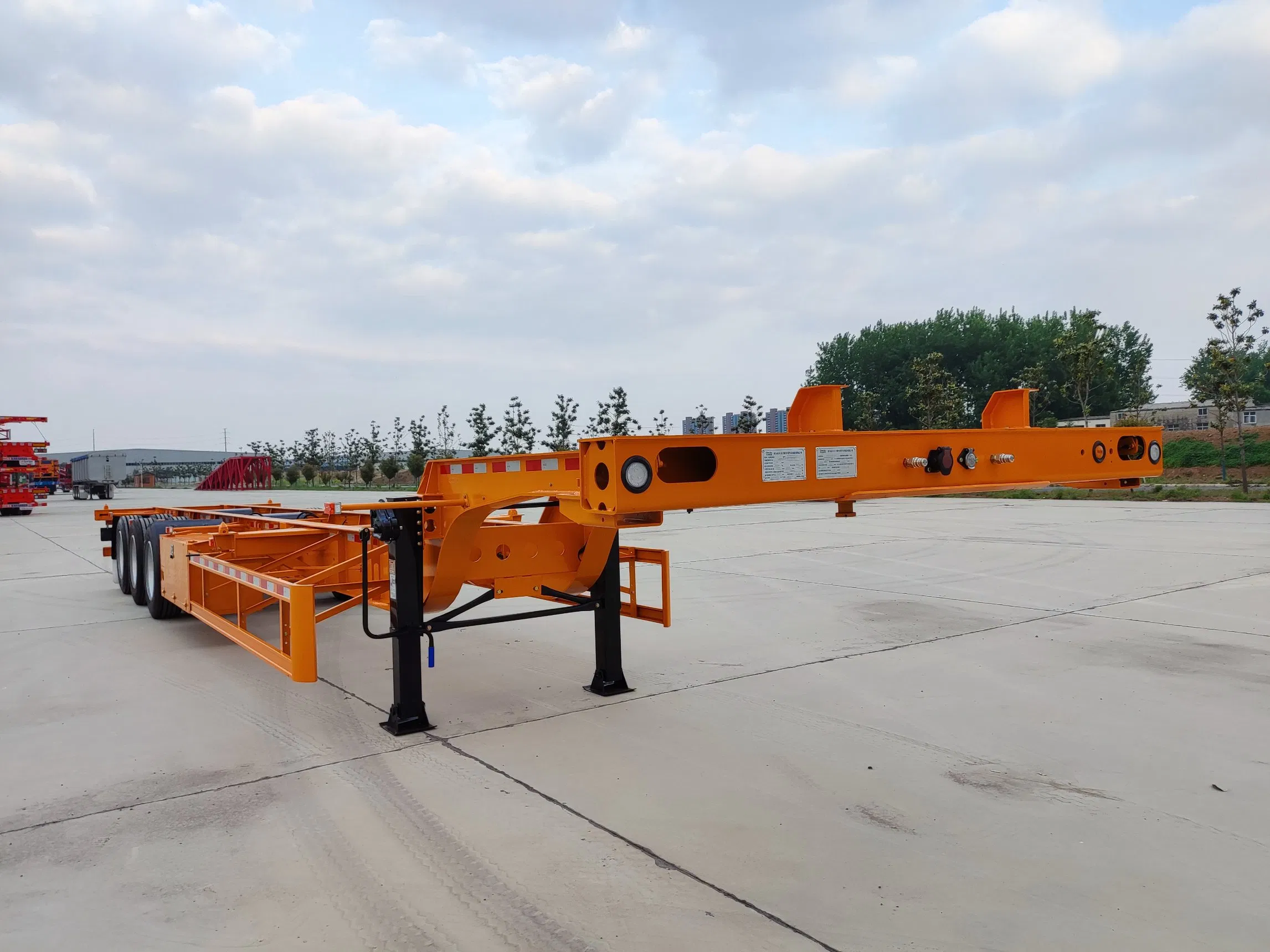 Big Gooseneck Beam 40FT Container Flatbed Trailer 2/3/4 Axles Skeleton Chassis Semi Trailer for Transportation