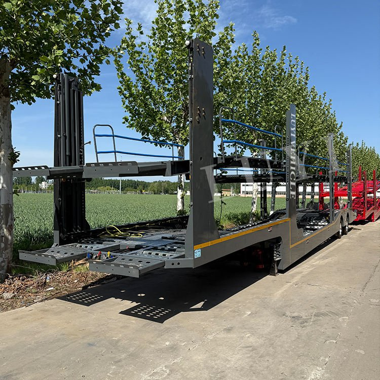 2 Axle Double Deck Steel Auto Transport Semi Trailer for Car Carrier
