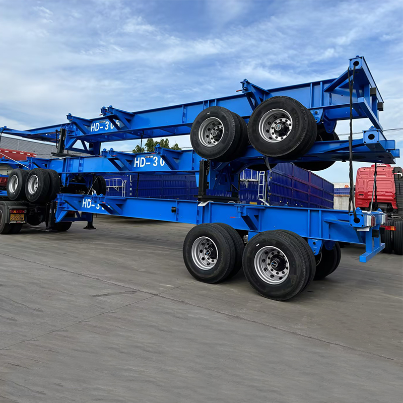 Heavy-Duty Low Bed Skeletal Container Carrier Semi Trailer