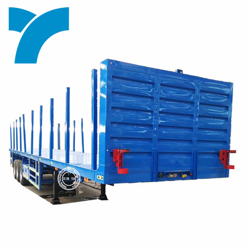 High Quality 20FT 40FT Flatbed Semi Trailer with Steel Pipes Pillars for Logging Wood Timber
