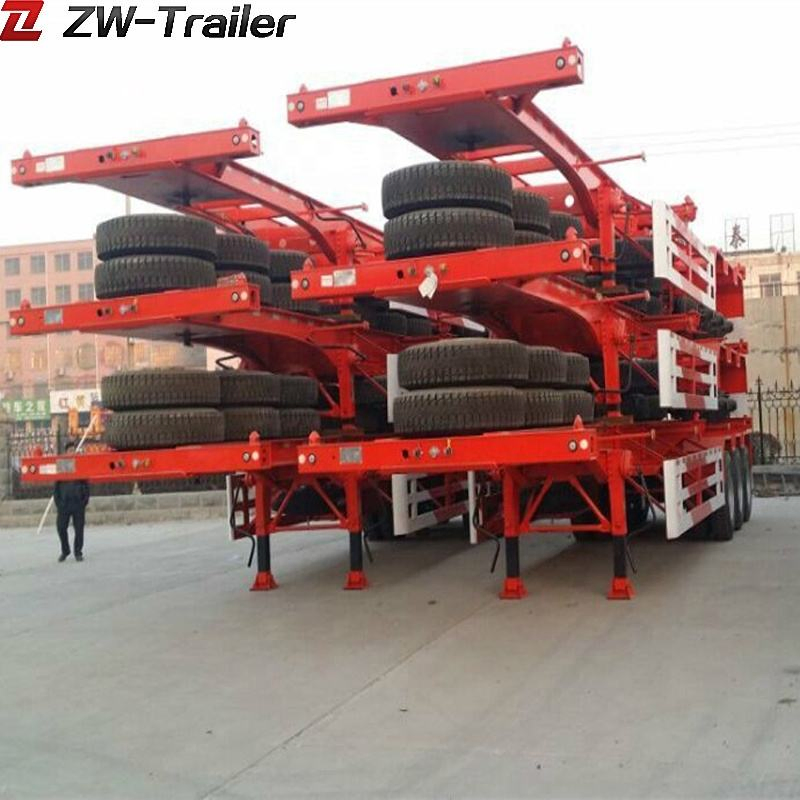 Zw Group 3 Axle 20FT 40FT Skeletal Container Chassis Skeleton Semi Trailer for Dominica